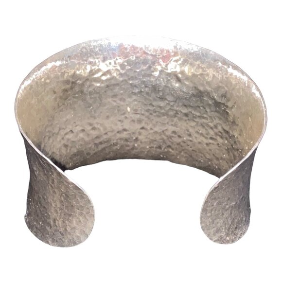 Cuff Bracelet Hammered Finish Sterling Silver Tested Jewelry - Picture 2 of 6